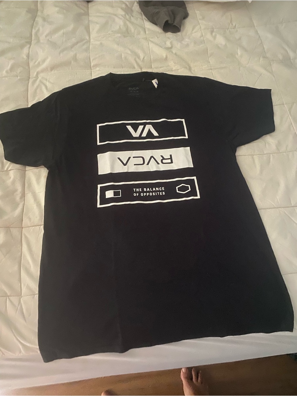 RVCA Black Short Sleeve Graphic Tee with White Logo Blocks